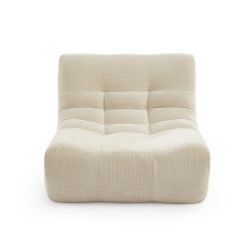 Ensemble banquette et chauffeuse JANIS modulable 3 places tissu chenille écru