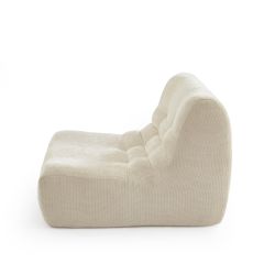 Ensemble banquette et chauffeuse JANIS modulable 3 places tissu chenille écru