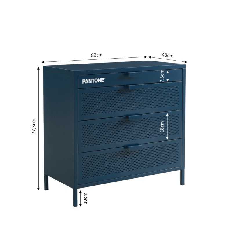 Commode PANTONE 4 tiroirs bleu nuit 80cm