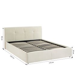 Lit coffre SEGURO 160x200 velours beige sommier inclus