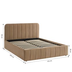 Lit coffre SIMI 140x190 en velours marron sommier inclus