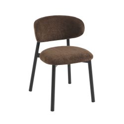 Lot de 2 chaises CIARA bouclette marron et pieds métal noir