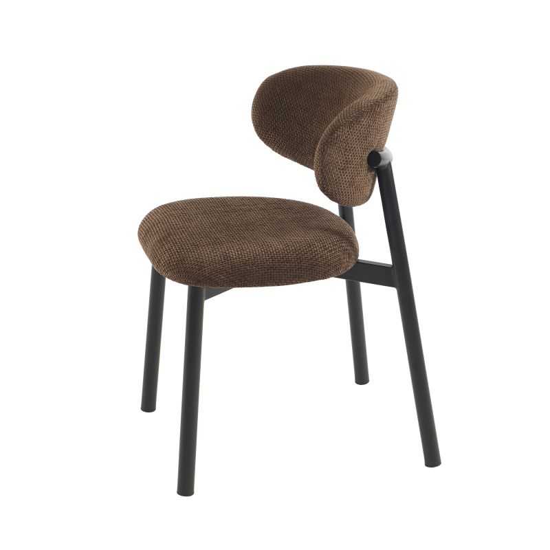 Lot de 2 chaises CIARA bouclette marron et pieds métal noir