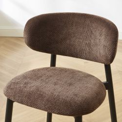 Lot de 2 chaises CIARA bouclette marron et pieds métal noir