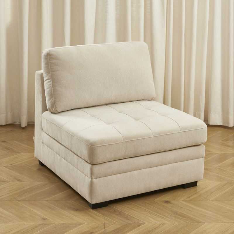Chauffeuse BILLIE 1 place tissu chenille beige