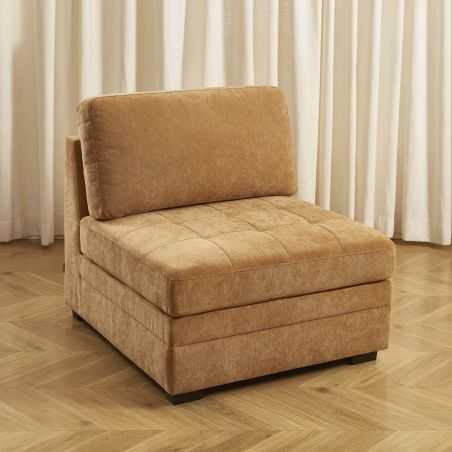 Chauffeuse BILLIE 1 place tissu chenille écureuil