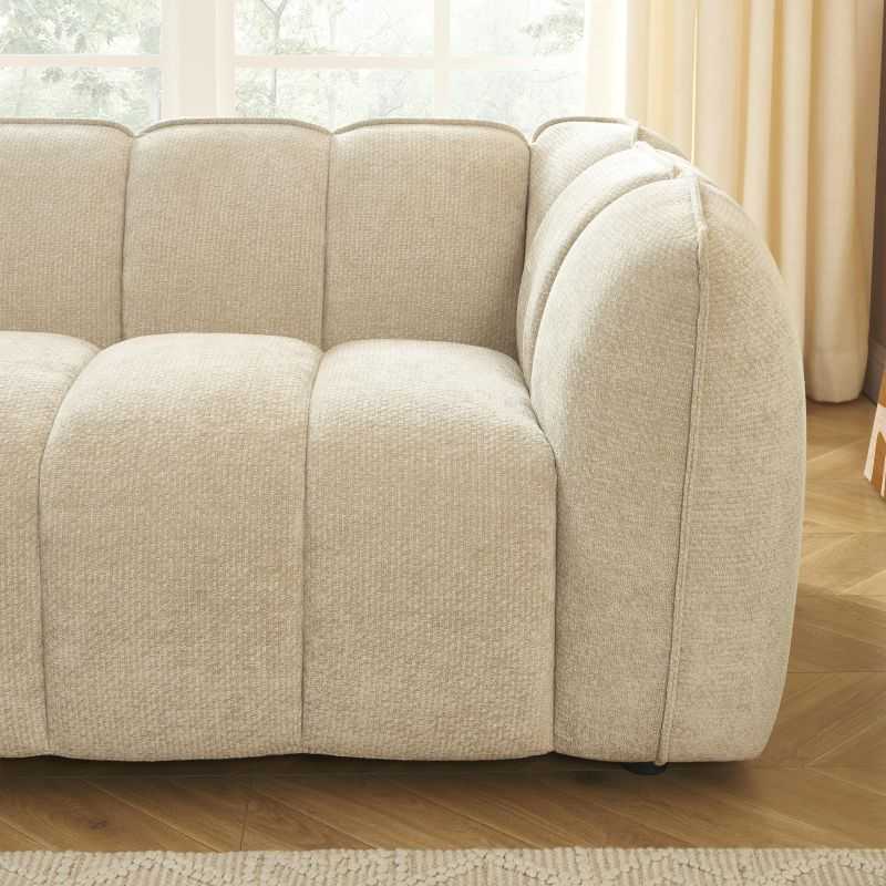 Canapé droit MATILDA 2 places tissu chenille beige