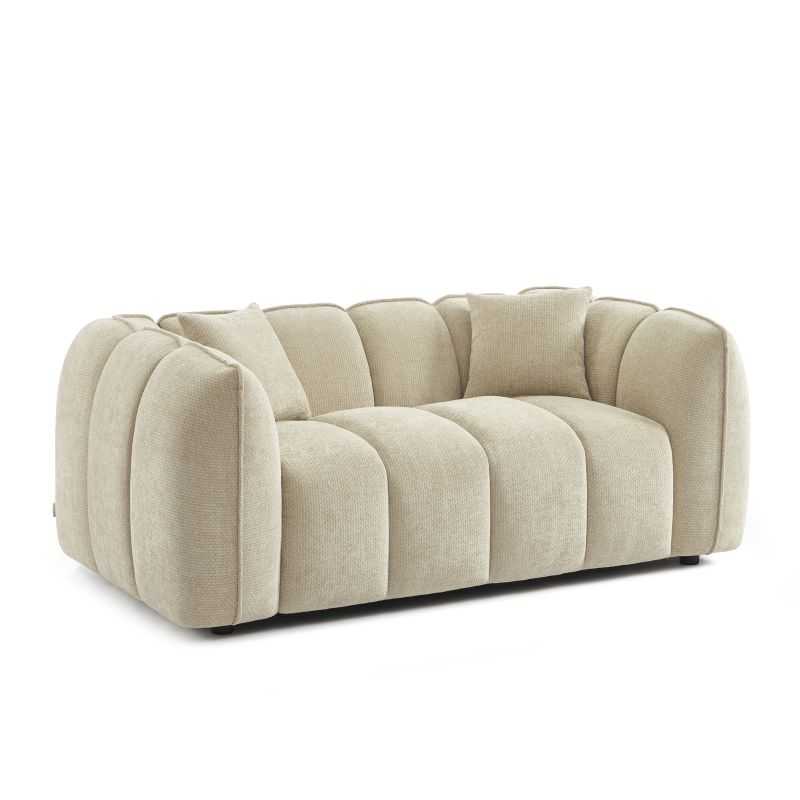 Canapé droit MATILDA 2 places tissu chenille beige