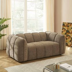 Canapé droit MATILDA 2 places tissu chenille marron