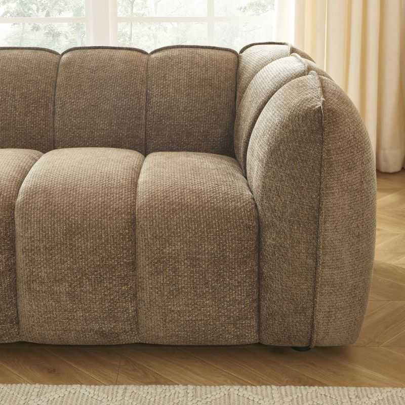 Canapé droit MATILDA 2 places tissu chenille marron