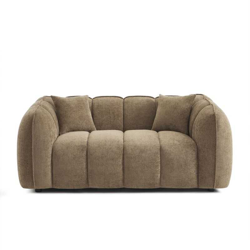 Canapé droit MATILDA 2 places tissu chenille marron