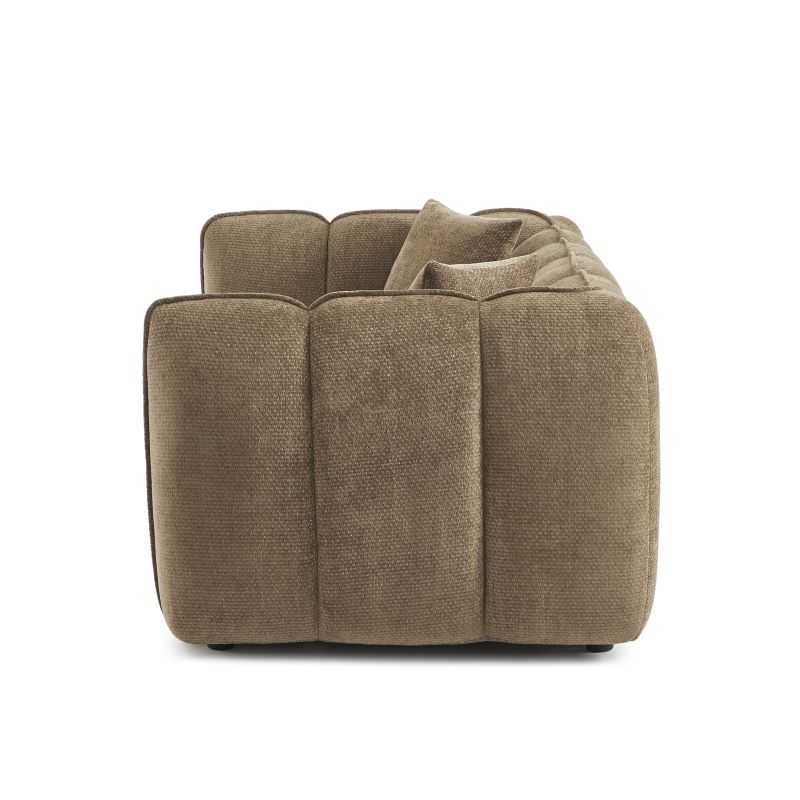 Canapé droit MATILDA 2 places tissu chenille marron