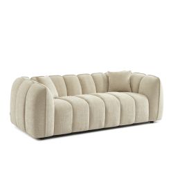 Canapé droit MATILDA 3 places tissu chenille beige