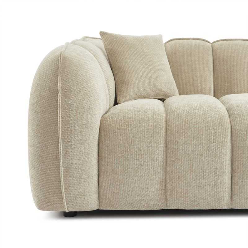 Canapé droit MATILDA 3 places tissu chenille beige