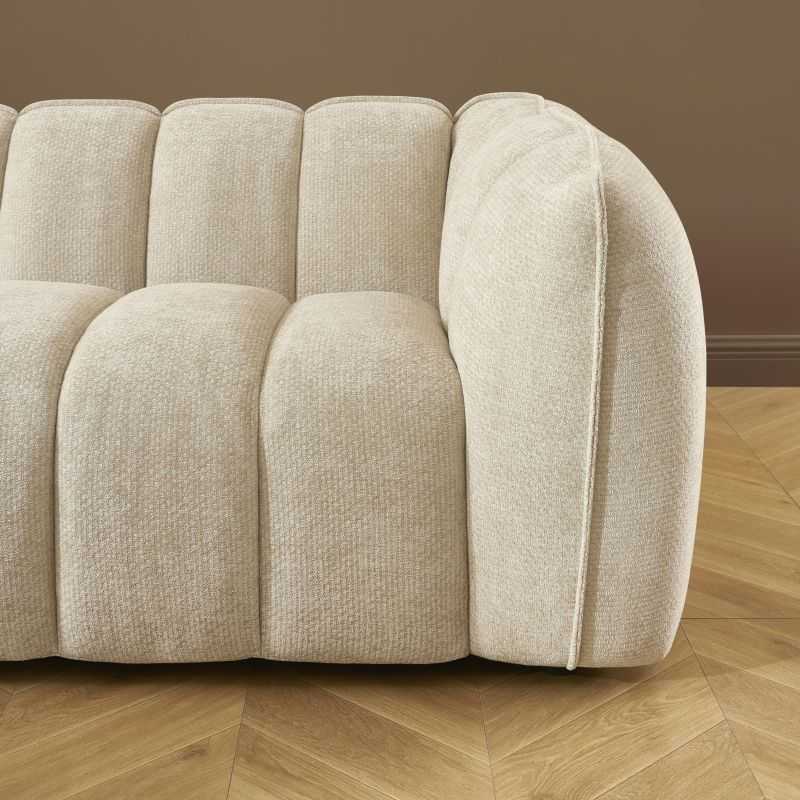 Canapé droit MATILDA 3 places tissu chenille beige