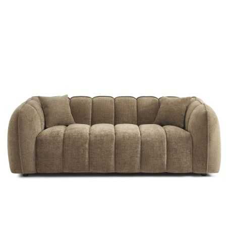Canapé droit MATILDA 3 places tissu chenille marron
