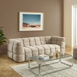 Canapé droit MOODY 3 places tissu lin beige