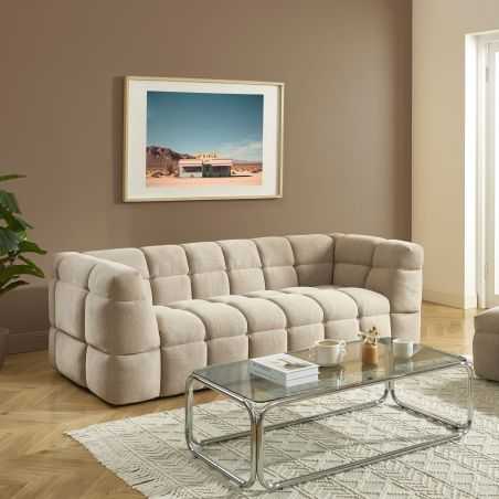 Canapé droit MOODY 3 places tissu lin beige