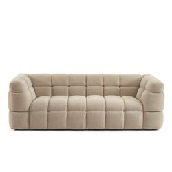 Canapé droit MOODY 3 places tissu lin beige