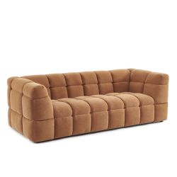 Canapé droit MOODY 3 places tissu lin écureuil