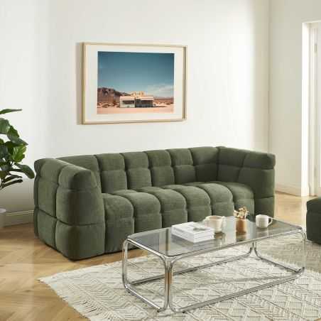 Canapé droit MOODY 3 places tissu lin vert