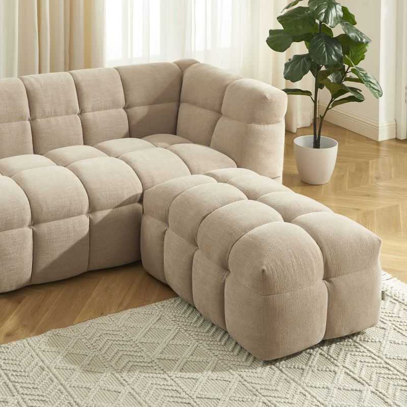 Pouf MOODY tissu lin beige