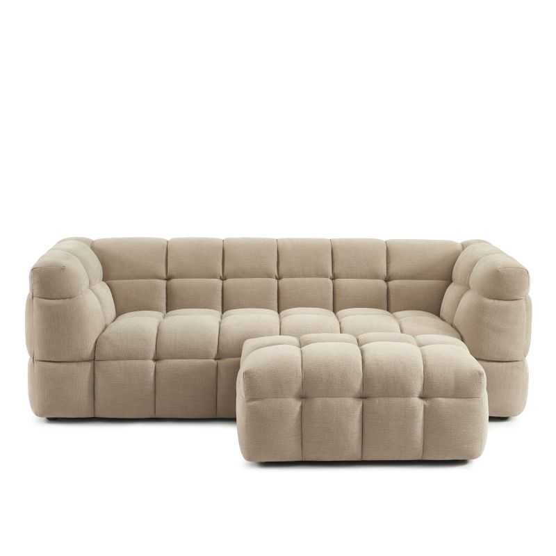 Pouf MOODY tissu lin beige