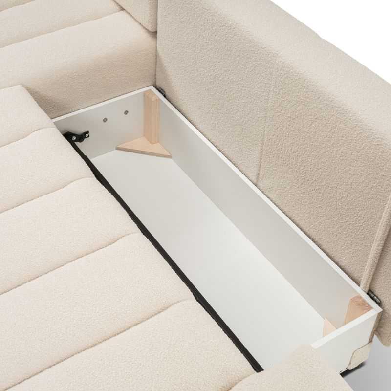 Canapé d'angle gauche convertible BELEM 4/5 places tissu bouclette écru