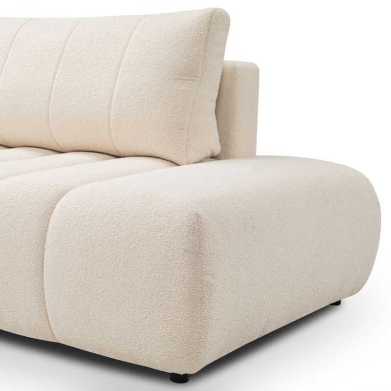 Canapé d'angle gauche convertible BELEM 4/5 places tissu bouclette écru