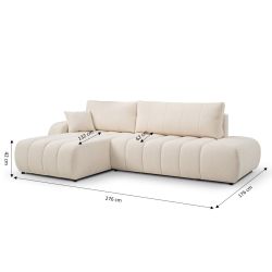 Canapé d'angle gauche convertible BELEM 4/5 places tissu bouclette écru