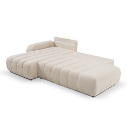 Canapé d'angle gauche convertible BELEM 4/5 places tissu bouclette écru