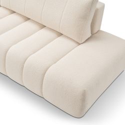 Canapé d'angle gauche convertible BELEM 4/5 places tissu bouclette écru