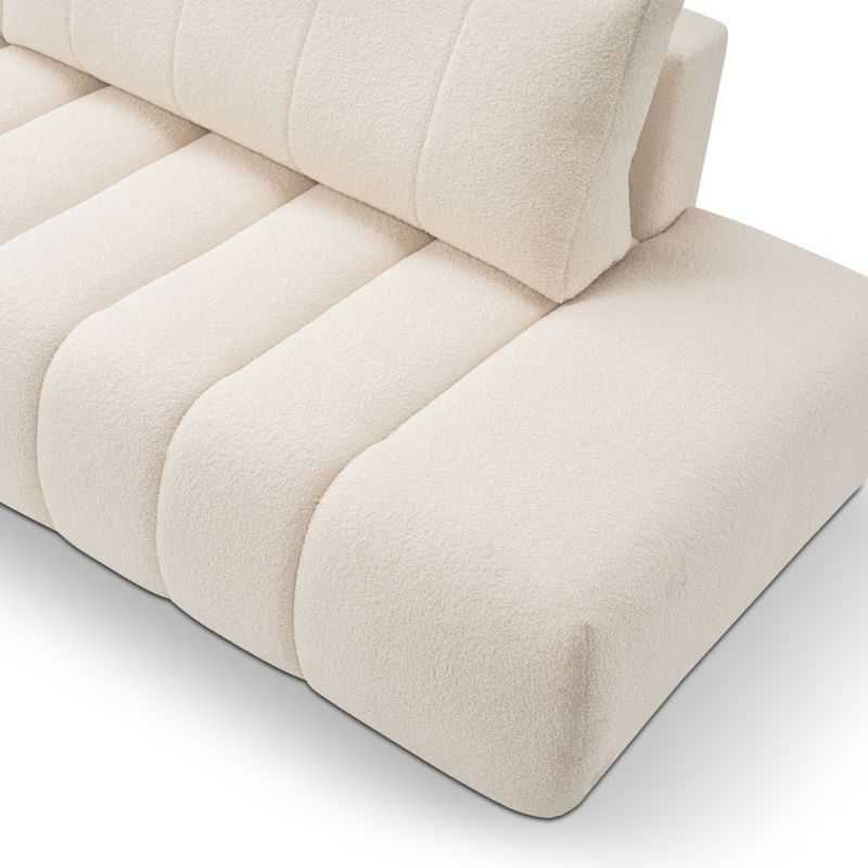 Canapé d'angle gauche convertible BELEM 4/5 places tissu bouclette écru