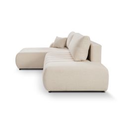 Canapé d'angle gauche convertible BELEM 4/5 places tissu bouclette écru