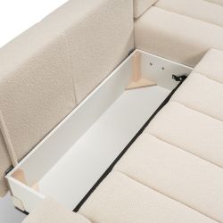 Canapé d'angle droit convertible BELEM 4/5 places tissu bouclette écru