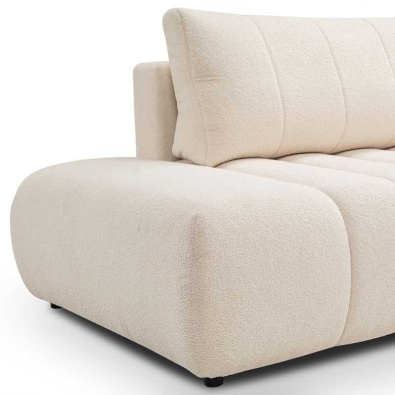 Canapé d'angle droit convertible BELEM 4/5 places tissu bouclette écru