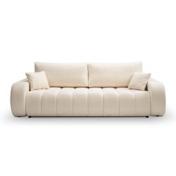 Canapé droit convertible BELEM 3 places tissu bouclette écru