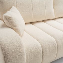 Canapé droit convertible BELEM 3 places tissu bouclette écru
