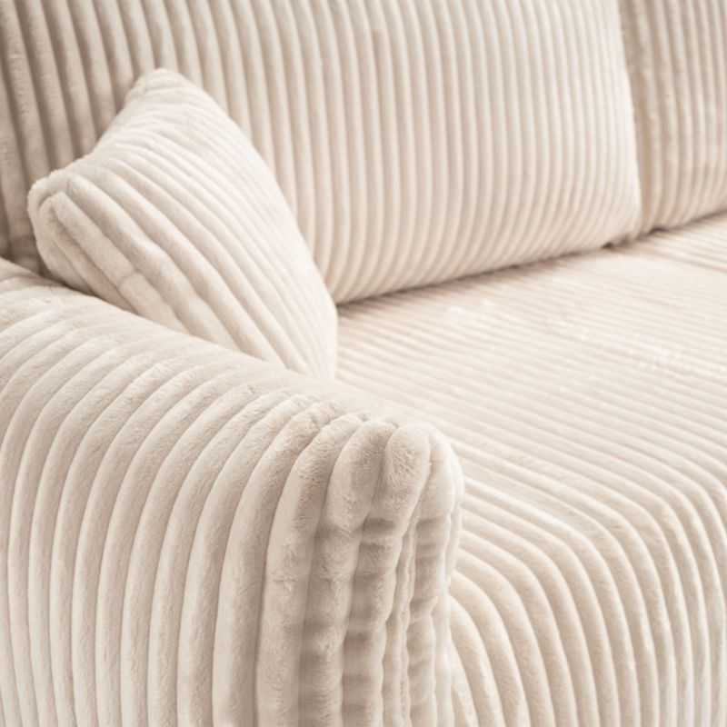 Canapé droit convertible GLORIA 3 places velours côtelé écru