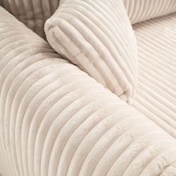 Canapé droit convertible GLORIA 3 places velours côtelé écru