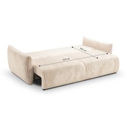 Canapé droit convertible GLORIA 3 places velours côtelé écru