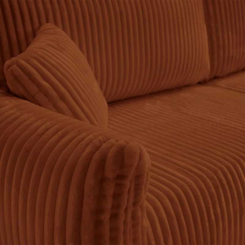 Canapé droit convertible GLORIA 3 places velours côtelé terracotta