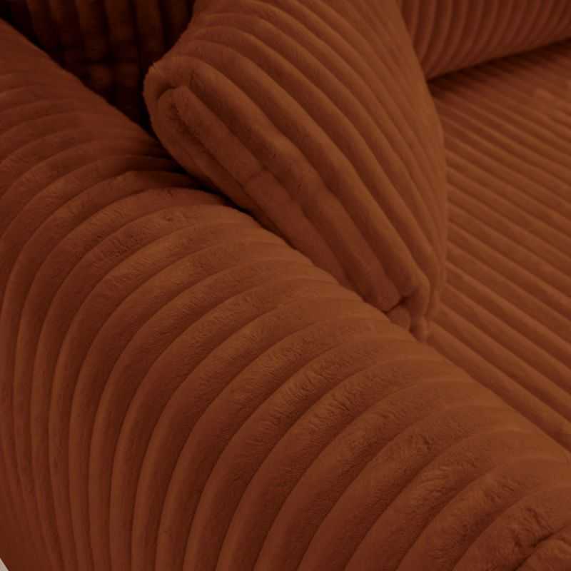 Canapé droit convertible GLORIA 3 places velours côtelé terracotta