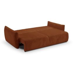 Canapé droit convertible GLORIA 3 places velours côtelé terracotta
