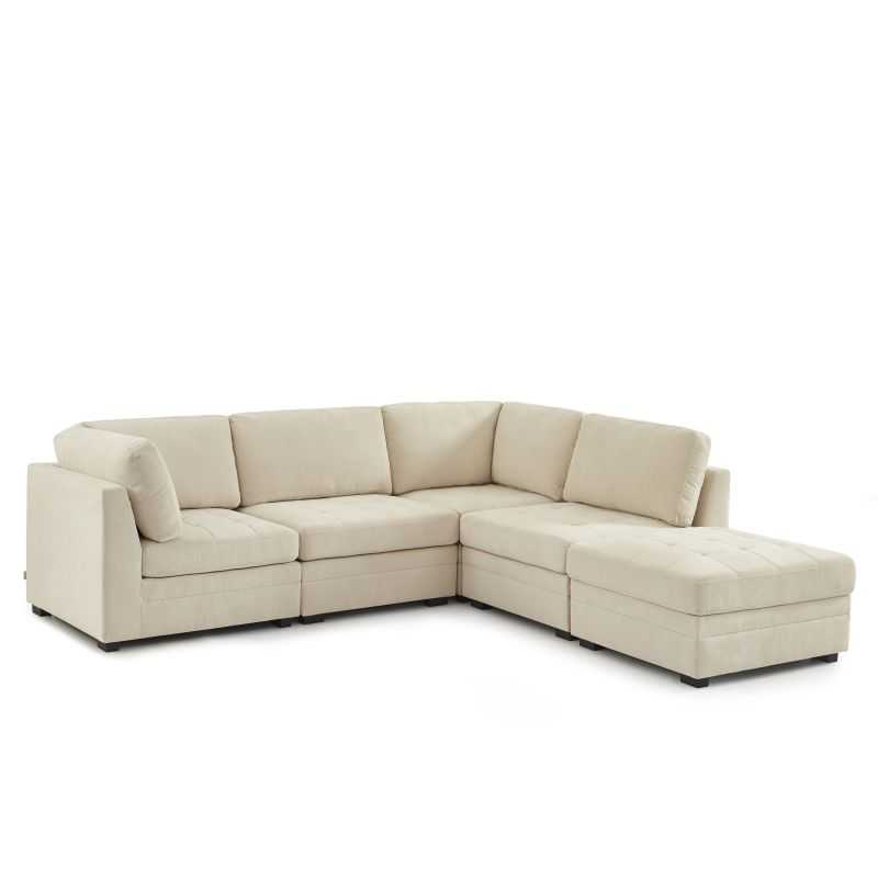 Chauffeuse d'angle BILLIE 1 place tissu chenille beige