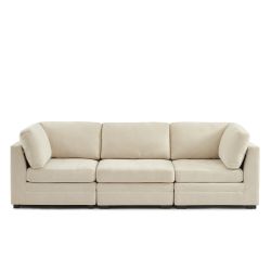 Chauffeuse d'angle BILLIE 1 place tissu chenille beige