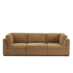 Chauffeuse d'angle BILLIE 1 place tissu chenille écureuil