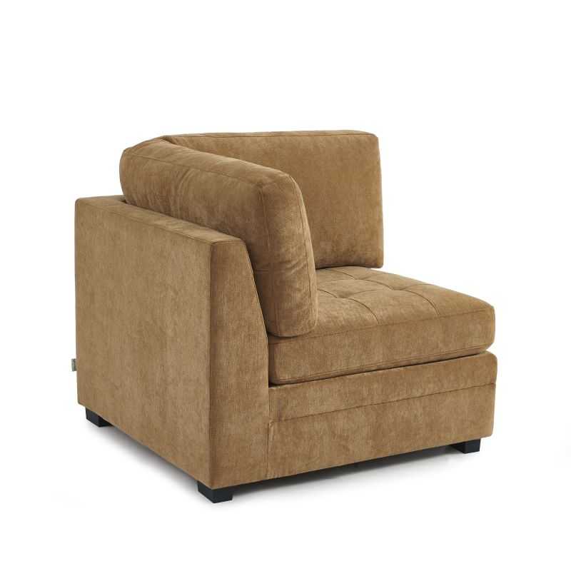 Chauffeuse d'angle BILLIE 1 place tissu chenille écureuil