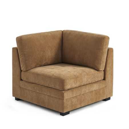 Chauffeuse d'angle BILLIE 1 place tissu chenille écureuil