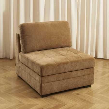 Chauffeuse BILLIE 1 place tissu chenille écureuil